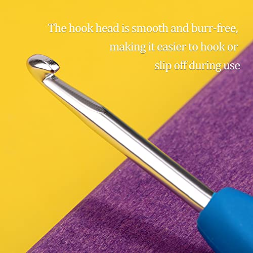 QMNNMA 4 mm Crochet Hook, Ergonomic Crochet Hooks for Arthritic Hands | Crochet Needles for Yarn, Extra Long Knitting Needles for Beginners and Crocheting Yarn, Good for Making Blankets - size: 4mm