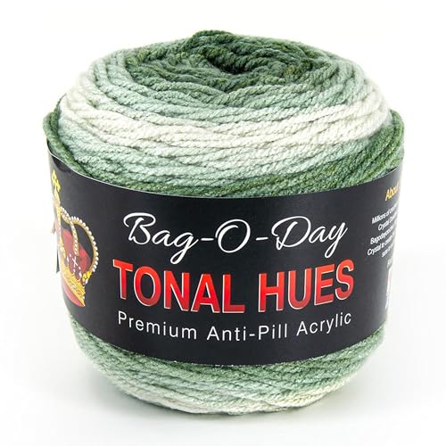 Mary Maxim Bag-O-Day Tonal Hues Ombre Yarn for Crocheting and Knitting, Medium Worsted Weight Anti-Pilling Acrylic Yarn Cake - 280 Yards, 5.3 OZ, The Garden Lodge - color: The Garden Lodge