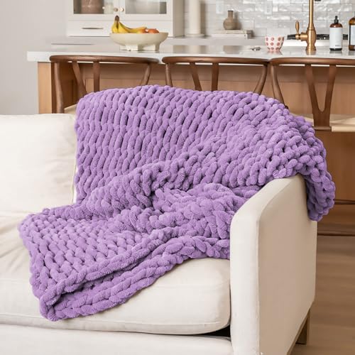 10 Pack Light Purple Fuzzy Chunky Yarn for Hand Knitting, Bulky Thick Fluffy Chenille Yarn for Crocheting, 240yds/70.5oz Jumbo Crochet Yarns, Soft Chunky Knit Blanket Yarns for Crochet - color: 10 Light Purple