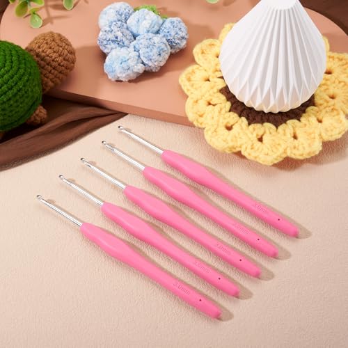 10 pcs Aluminum Crochet Hooks Knitting Needles Pin 3mm Random Color Smooth Silicone Handle Crochet Hook Craft Yarn for Beginners Handmade DIY Knitting Scarves Sweater Hat Clothing Accessories - color: Pin 3mm