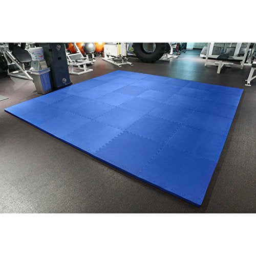 Meister X-Thick 1.5" Interlocking EVA Foam Mats - BL - 16 Tiles (64 Sqft) | Extra-thick 2X cushioning w/ anti-slip grip. 2' x 2' puzzle mats for wrestling, MMA, gymnastics, home gyms and play areas - color: Blue, size: 16 Tiles (64 Sqft)