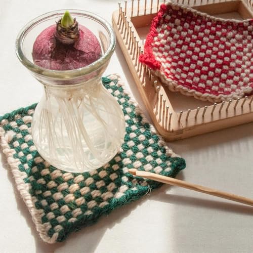 Mumusuki Handcrafted Knitting Looms Wooden, Blocking Board DIY Weaving Tool for Making Mats, Scarves, Hats, Headbands, Shawls, Blankets (L)