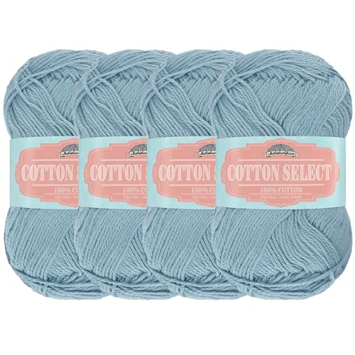 JubileeYarn Cotton Select Yarn - 50g/Skein Sport Weight - Little Boy Blue - 4 Skeins - color: 004 Little Boy Blue, size: 4 Skeins