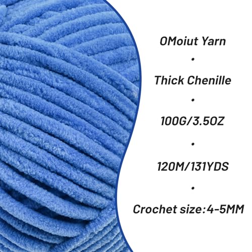 Fluffy Velvet Yarn for Crocheting, Chunky Chenille Baby Blanket Yarn for Crocheting, Soft Fuzzy Puzzle Yarn for Knitting, 100g/3.53oz Bulky Thick Amigurumi Crochet Yarns(Azure) - color: Azure