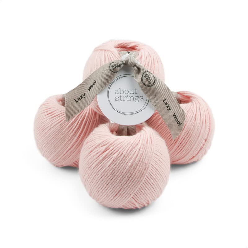 Lazy Wool - Soft Merino Cotton Blend Yarn, DK Light Worsted Weight, Machine Washable, Non-Itchy, 4 Pack (436 Total Yards), 25 Vibrant Colors for Knitting & Crochet (Peach) - color: Peach