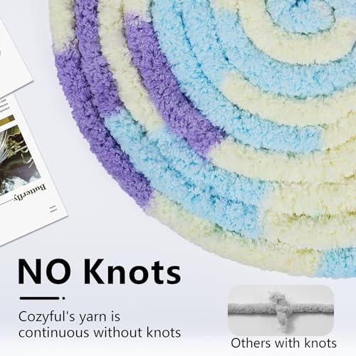 Cozyful Chunky Yarn for Hand Knitting - #10 Chunky Chenille Blanket Yarn, Jumbo Big Thick Chunky Yarns for Crocheting, Tie Dye Bulky Knit Yarns, 8 Skein (20 yds 8 oz Each Skein), Purple&Yellow&Blue - color: Purple&Yellow&Blue