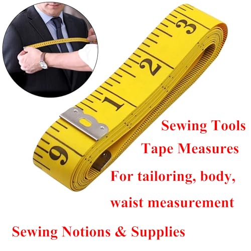 Soft Tape Measure Double Scale Measuring Tape Body Sewing Flexible Tailor Craft Vinyl Ruler for Weight Loss Medical Body Measurement, Has Centimetre Scale on Reverse Side (3pcs Yellow-120 inch) - color: 3pcs Yellow-120 inch
