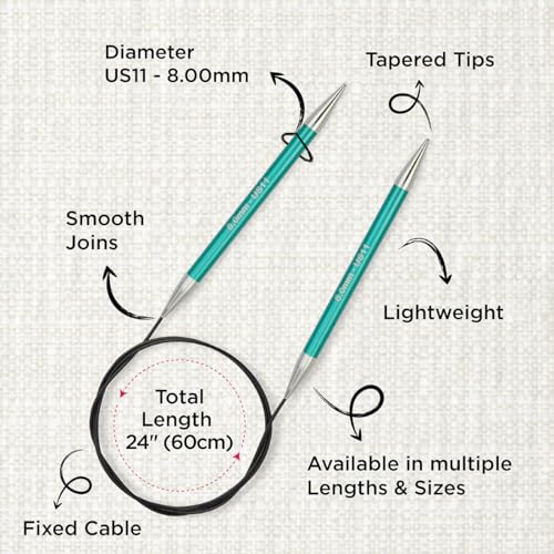 KnitPro Zing Fixed Circular Needles 40" (100cm) | US Size 11 (8mm) - size: US 11 (8mm)