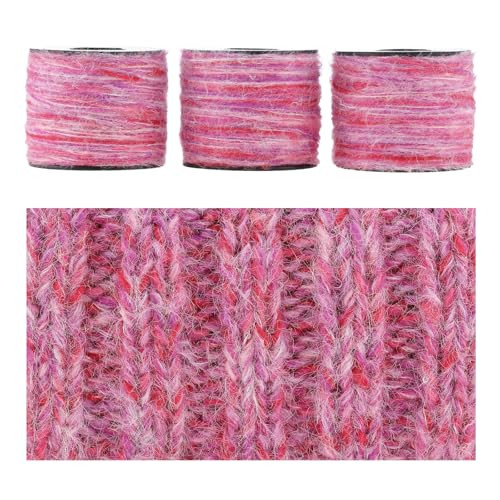 Artisanal Yarn Collection Multifiber Fancy Yarn for Knitting Crocheting Crafts DIY, Set of 3 Rolls(103 Berry Velvet Yarn) - color: 103 Berry Velvet Yarn