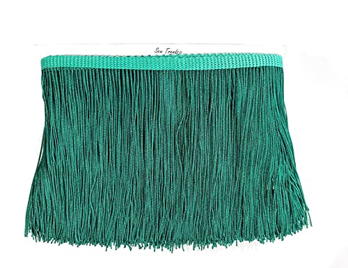 5 Yards of 4" Long Chainette Fringe Thread Yarn Tassel Trim Braid Fringe for Crafts Sewing and Decor-Emerald Hunter Green Color - color: Emerald Hunter Green, size: Value 5 Yards