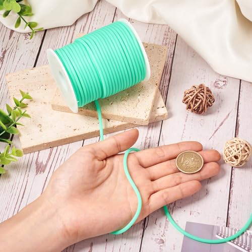 Beadthoven 3mm Hollow Pipe Rubber Tube Cords, 27Yards Barber Cord for Knitting Stitch Holder, Tubing Rubber Cord with Spool for Bracelet Jewelry Making DIY Crafts 1.5mm Hole - Aquamarine - color: Aquamarine, size: 3mm