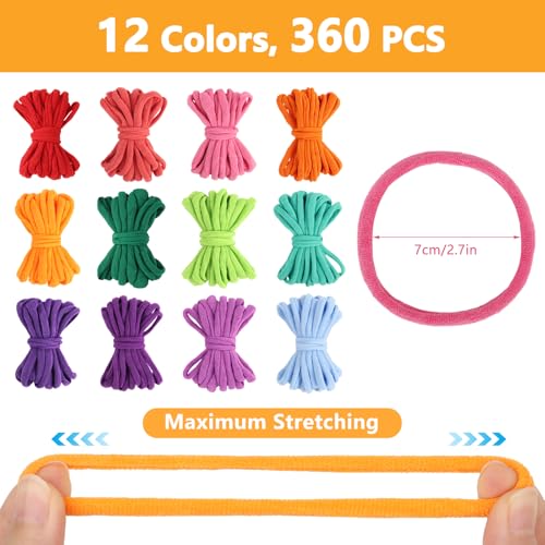 Coopay Loom Loops Refill 360 PCS - 12 Colors - Weaving Loops | for Potholder Loom Kit Weaving Loops Art Colorful Loops Art for Beginners, Crafts Ideal Gift - size: Standard Refill Loops