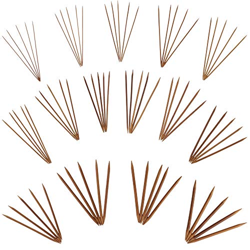 JubileeYarn 9" Double Point Bamboo Knitting Needles Set | 15 Sizes: 2mm(US0)-10mm(US15) | 5 Needles/Size | Carbonized Brown - color: 75 Pcs (15 Size) - Carbonized, size: 9-Inch