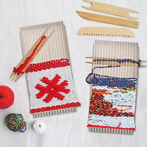 Aemygo 30 Pack Cardboard Weaving Looms, Wide Notch Weaving Loom for Kids, Beginner Square Weaving Boards for Knitting Sewing Crochet Basket Teaching Arts Crafts