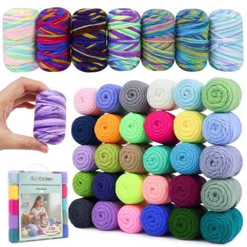 Lewhoo 40 Colors Crochet Yarn Kits, 1399 Yards Acrylic Yarn | Beginner Crochet Kit with 4.0mm Ergonomic Crochet Hooks for Knitting - color: multicolored 2
