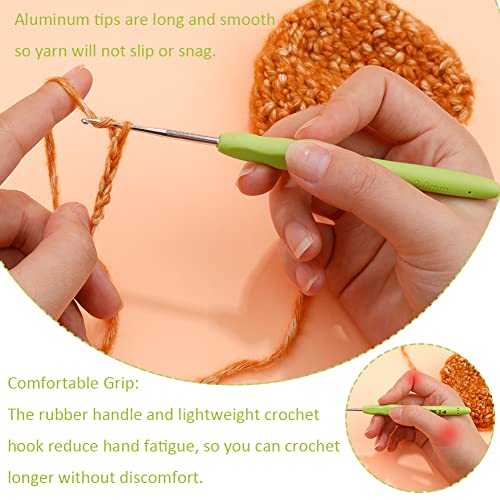 SHWAKK Crochet Hook, 2.0 mm Ergonomic Crochet Hook for Arthritic Hands | Crochet Needles, Knitting Needles with Soft Handle Beginners and Experienced Hobbyists(2.0 mm) - size: 2.0mm