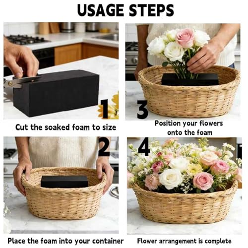 8 Piece Reusable Floral Foam Blocks black, 11.8 x 4.7 x 2 Inch, Water Resistant, for Artificial Flower Arrangements, Outdoor Planters, Wedding Decor (8, 11.8 x 4.7 x 2) - size: 11.8 x 4.7 x 2