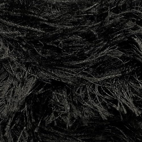 Premium Eyelash Fun Fur Yarn - Ultra Soft Fuzzy Faux Fur Novelty Thread for Knitting & Crochet | Chunky Multi Color Craft Supplies - 3.53 Oz (100g), 165 Yrds (150m) (1 Skein, Black) - color: Black