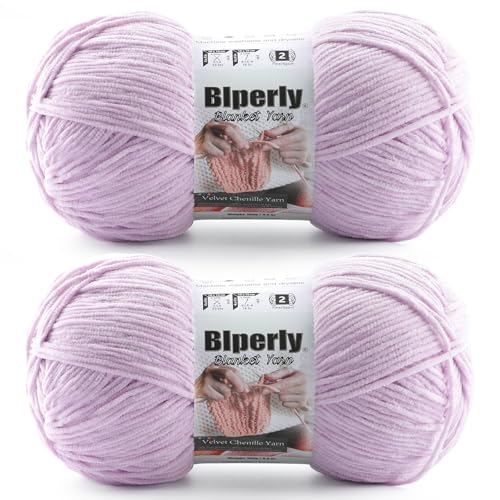 Skinny Chenille Yarn for Crocheting #2 Purple Soft Baby Blanket Fluffy Yarn | 2 Pack of 314 Yds, 3.5 Oz Sport Fingering Weight Fine Yarn, Plush Thin Velvet Yarn for knitting Blankets, Amigurumi Yarns - color: Light Purple