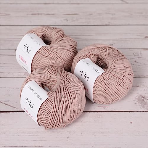 Fine Weight Knitted and Crocheted Cotton Yarn, 100% Long Staple Cotton Yarn, Baby Sports, 2 Packages of 100g/3.52oz (Per Skein 50g/162yards) - Catalpa Wood - color: PM06-Catalpa Wood