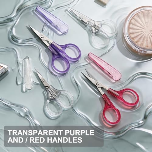 PAFASON Small Travel Embroidery Craft Scissors Set Straight Curved Tip | Stainless Steel for Scrapbooking Quilting Sewing Knitting Cross Stitch Crochet Thread Yarn Paper Detail Cutting Safety Case - style: Contemporary