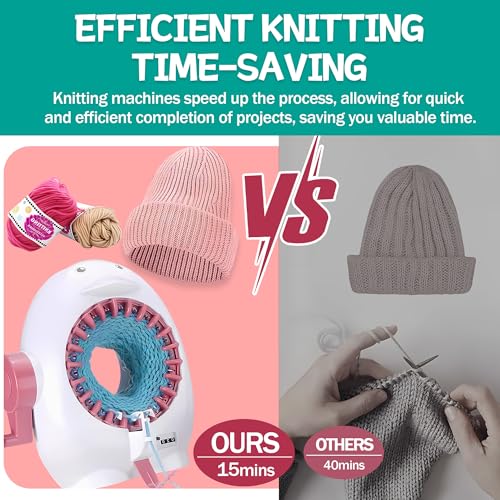 ROHSCE Knitting Machine, 22 Needles Knitting Loom Machine with Row Counter, DIY Knitting Board Rotating Double Knit Loom Machine Kit for Hat, Scarves, Gloves, Socks | DIY Knitting Board, Rotating Double Knit, DIY Craft Machines for Kids & Adults, Making H