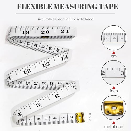 Tape Measure Body Sewing Measuring Tape Soft Cloth Tailor Tape Measurement | Measuring Tape 3 Pack Soft Fabric White Tape for Sewing Cloth Measurement Double Scale Tailor Ruler for Weight Loss