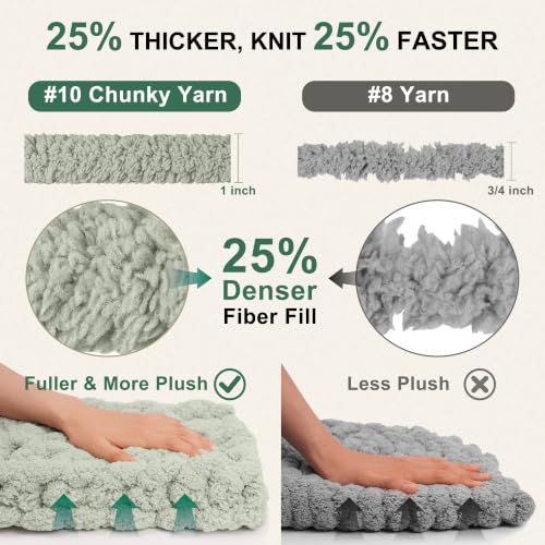 Chunky Yarn for Hand Knitting, #10 Chunky Blanket Chenille Yarn, Large Bulky Thick Jumbo Yarn, Super Chunky Knit Yarn for Crocheting, 8 Skein (8 oz 22 yds Each Skein), White & Multi Green - color: Cream & Sage & Smoky Green & Forest Green
