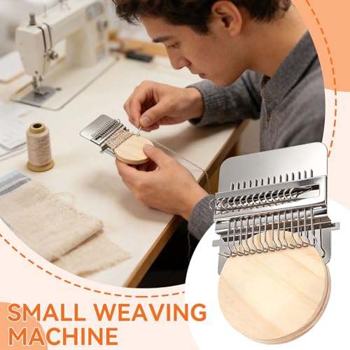 Small Loom Speedweve Type Weave Tool, Small Weaving Loom Mini Mending Convenient Darning Loom for Mending Jeans Socks Clothes Loom Machine Makes Beautiful Stitching DIY Weaving Arts (14 Hooks)