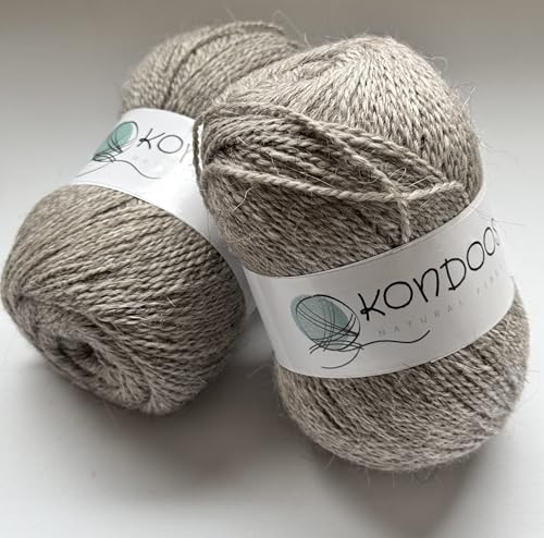 Alpaca Yarn Blend Set of 2 skeins, 2-ply Super Soft Yarn for Hand Knitting and Crocheting (2 Skein with ABT. 200 gr / 7,55 Oz) (Gray) - color: light gray