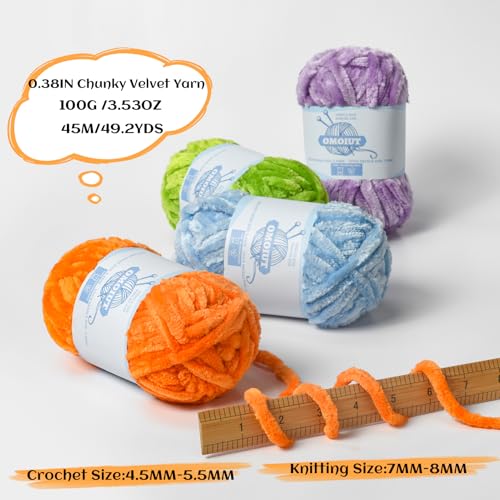 12 Pack 590 (yd) Chunky Chenille Yarn for Crocheting and Hand Knitting with Black Red White Green Yellow Orange Plush Velvet Yarn，Baby Blanket Yarn for Crocheting Soft Amigurumi Yarn - color: A