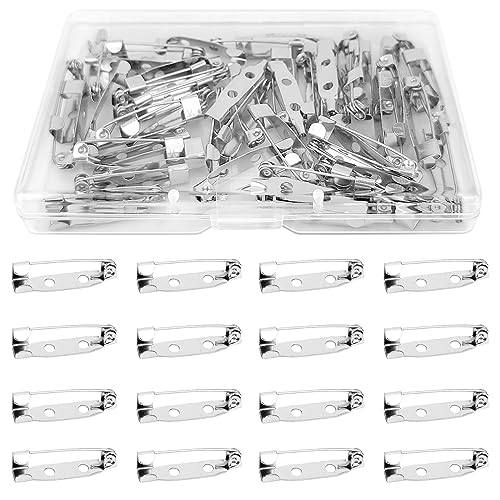 50 Pcs Silver Bar Pins, Safety Pins - Secure Back Clasp - Reliable Brooch Pins for Various Uses Locking Pins Backs Safety Clasp Brooch (25MM, Silver) - size: 25MM