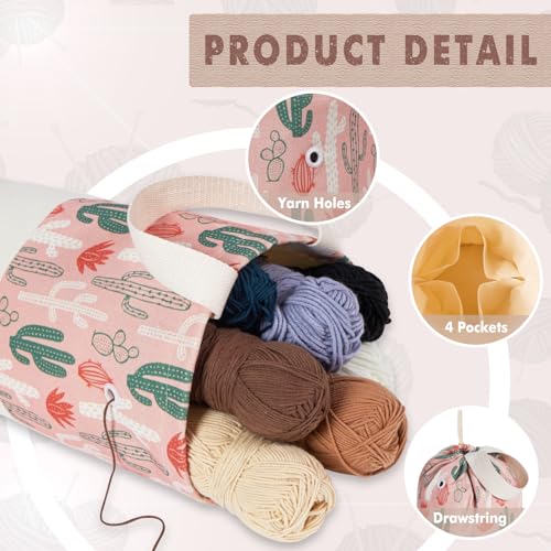 TOGETRUE Yarn Bag, Knitting Crochet Bag, Portable Yarn Storage Bags Organizer for Crocheting Project, Store Skein Ball, Short Knitting Needle (Medium, Cactus) - color: Cactus, size: Medium