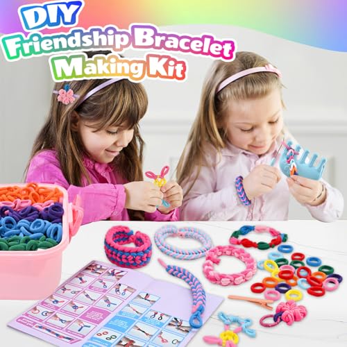 Kinizeder Bracelet Making Kit, Arts and Crafts for Girls Ages 8-12, Weaving Bands DIY Toys for Friendship Birthday Gifts for Kids 6, 7, 9, 10, 11, 13, Rubber Band Bracelet kit with 1000+ Bands