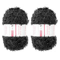 MECCANIXITY 2 Skeins Fur Yarn Soft Fluffy Chunky Yarn Fuzzy Eyelash Yarn Black for Crocheting Knit Clothes Bag - 55Yard/50m, 3.12ozx2 - color: Black