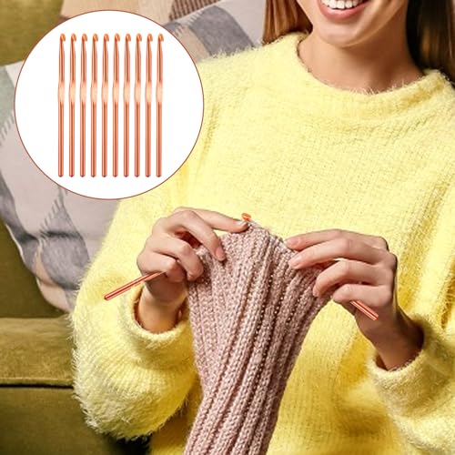 10Pcs 5.5mm Aluminum Crochet Hook, Size I (Size 9) Knitting Needles Craft Yarn, Crochet Hook for DIY Craft, Gold Crochet Needles for Knitting Scarf(Orange) - color: 5.5MM Orange