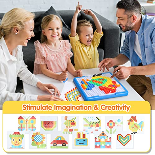 ZOZOPLAY Large Cube Mosaic Puzzle, 490-Piece STEM Learning Building Blocks | 490 ABS cubes, storage case, grid board, 12 pattern prompts for ages 3+; supports color, shape, fine-motor, and STEM learning