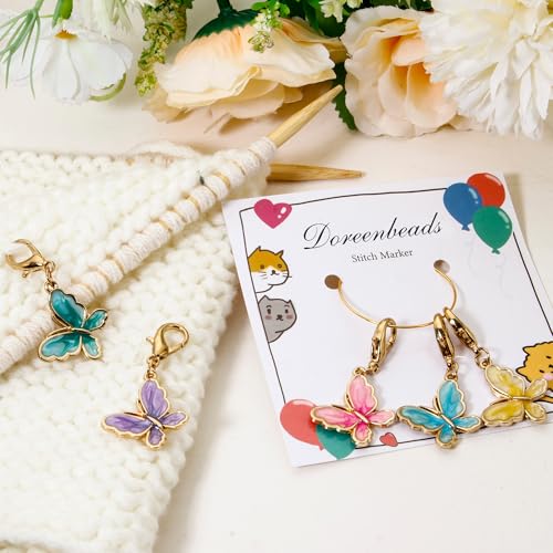 DoreenBeads Stitch Markers for Crocheting and Knitting | Alloy Enamel Crochet Marker Crochet Gifts for Knitting Weaving Sewing Accessories Quilting Jewelry Making - color: Butterflies