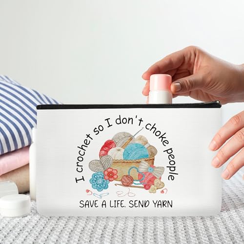 Funny Crocheting Gifts Makeup Bag for Women Knitting Gift for Crochet Beginner Crochet Lovers Friends Crocheters Accessories Cosmetic Bag - style: Crochet