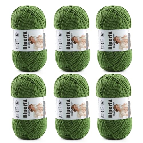 Skinny Chenille Yarn for Crocheting and Knitting, 6 Pack of 50g/158yds - 948yd Total, Soft Fluffy Yarn for Crochet Amigurum & Baby Blankets, Thin Chenille #2 Plush Crochet Yarn (6, Army Green) - color: Army Green