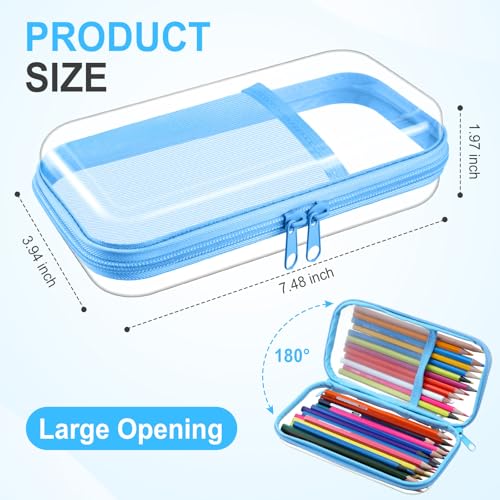 Sanwuta 4 Pcs Clear Hard Shell Zipper Case Plastic Case, Blue - color: Blue