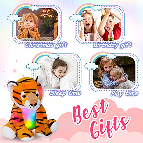 11" Stuffed Animal Plush Reversible Glitter Sequins Children | Day Holiday Christmas Birthday Gifts Girls And Boys Toddlers White Beautiful Decorative Festive - color: Tiger