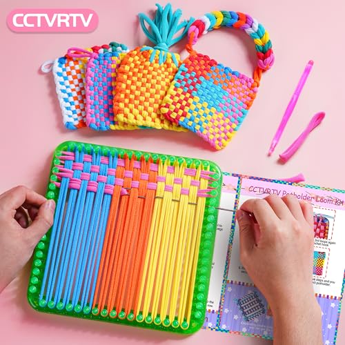 CCTVRTV Weaving Loom Kit Toys for Kids and Adults, DIY Arts and Crafts | for Boys and Girls Ages 5 6 7 8-12 13, Easy Potholder Loom Knitting Kits Gifts for Beginners, 252 Craft Loops - color: green