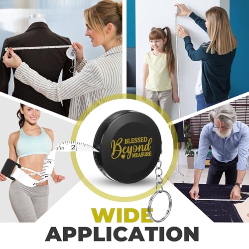 12 Pack Christian Keychain Measuring Tape Ruler Retractable Measure Tape Women Christian Favor for Body Sewing Fabric Tailor Cloth Craft Medical Measurement(Black) - color: Black