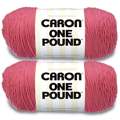 Caron One Pound Soft Yarn for Crocheting & Knitting, Rose, 2-Pack | #4 Worsted Medium, Soft 100% Acrylic Yarn for Crochet, Knitting, Blankets and Crafts, 812yds, 453.6g/16oz per skein - color: Rose, size: 2 Pack