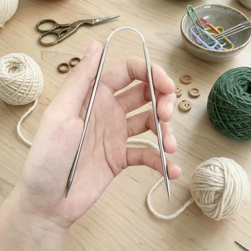 2.75MM Double-Pointed Flexible Knitting Needles 3-Piece Set, 9 Inch/23cm Circular Knitting Needles Stainless Steel Needles for Small Projects DIY Knitting - size: Size US 2 (2.75mm)