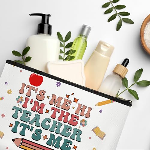 Teacher Gifts Makeup Bag for Women Appreciation Retirement Gift for Her Mentor Cosmetic Bag with Zipper Teacher Survival Kit Bag - style: Teacher