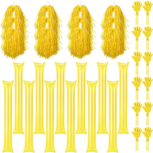 36 Pcs Cheerleading Pom Poms Thunder Sticks and Hand Clappers - color: yellow