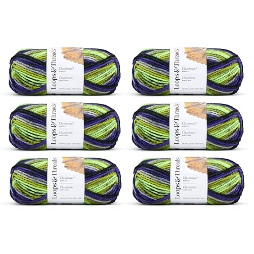 Loops & Threads Charisma Yarn - Multicolor Yarn for Knitting, Crochet, Weaving, Arts & Crafts - Dragonfly, Bulk 6 Pack - color: Dragonfly
