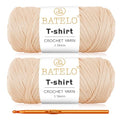 2 Pack Crochet T-Shirt Yarn - High Elastic Thick Yarn Polyester Fabric (Light Khaki) - 400g/144yds - color: Light Khaki